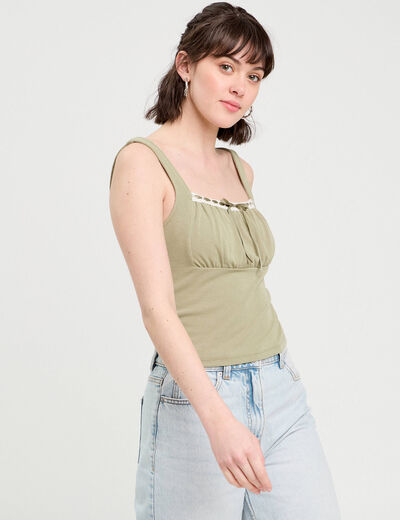 Bustier avec coques vert kaki femme