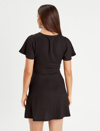 Robe évasée détail noeud noir femme
