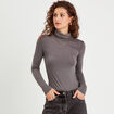 T-shirt uni à manches longues gris foncé femme