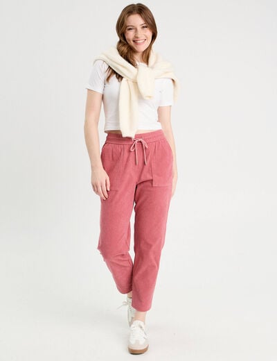 Pantalon slouchy velours vieux rose femme