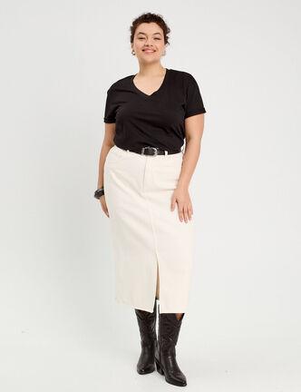 Jupe crayon taille standard ecru femme