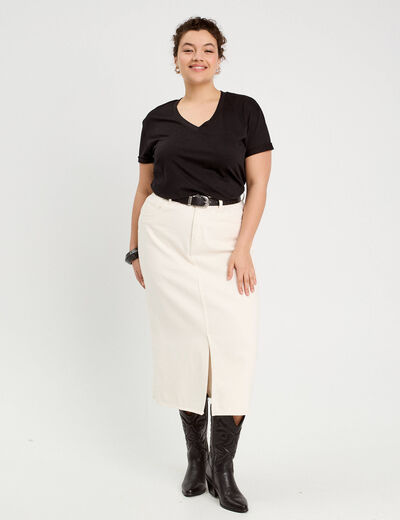 Jupe crayon taille standard ecru femme