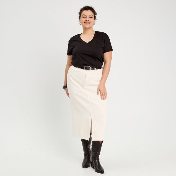 Jupe crayon taille standard ecru femme