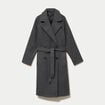 Manteau droit mi-long &agrave; manches longues gris femme