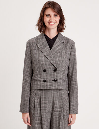 Veste ajustée boutonnée gris femme