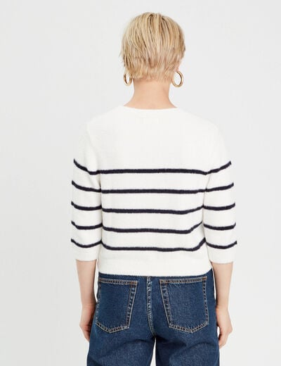 Pull manches 3/4 bleu marine femme