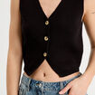 Gilet sans manches col en V noir femme