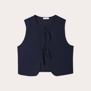 Veste matelassée nouée bleu marine femme