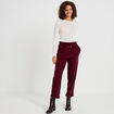 Pantalon jogging velours bordeaux femme