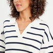 Pull manches longues col polo ecru femme