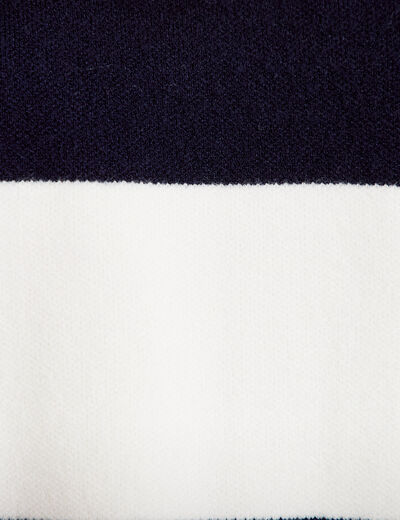 Polo manches longues col chemise bleu marine femme
