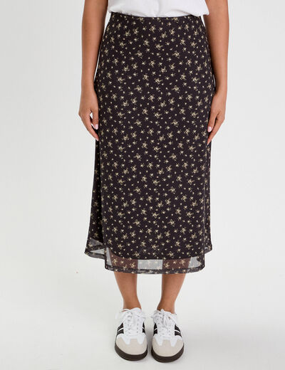Jupe longue évasée noir femme