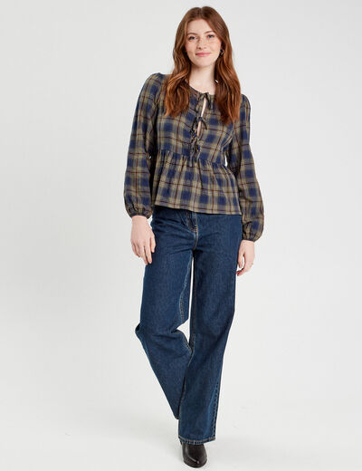 Blouse avec noeuds vert kaki femme