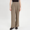 Pantalon large à pinces vert kaki femme