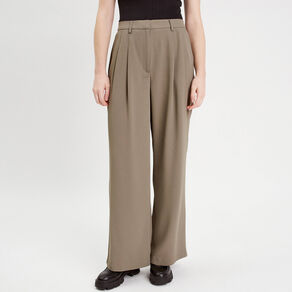 pantalon large a pinces vert kaki femme Pantalon large à pinces vert kaki femme