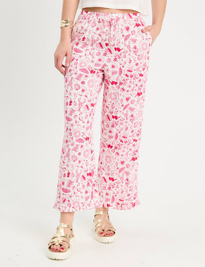 Pantalon large rose fushia femme