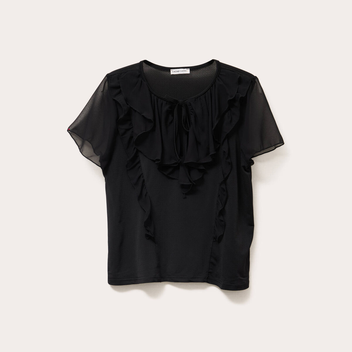 Blouse volants noir femme