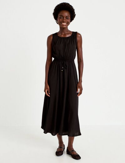 Robe longue &eacute;vas&eacute;e sans manches noir femme
