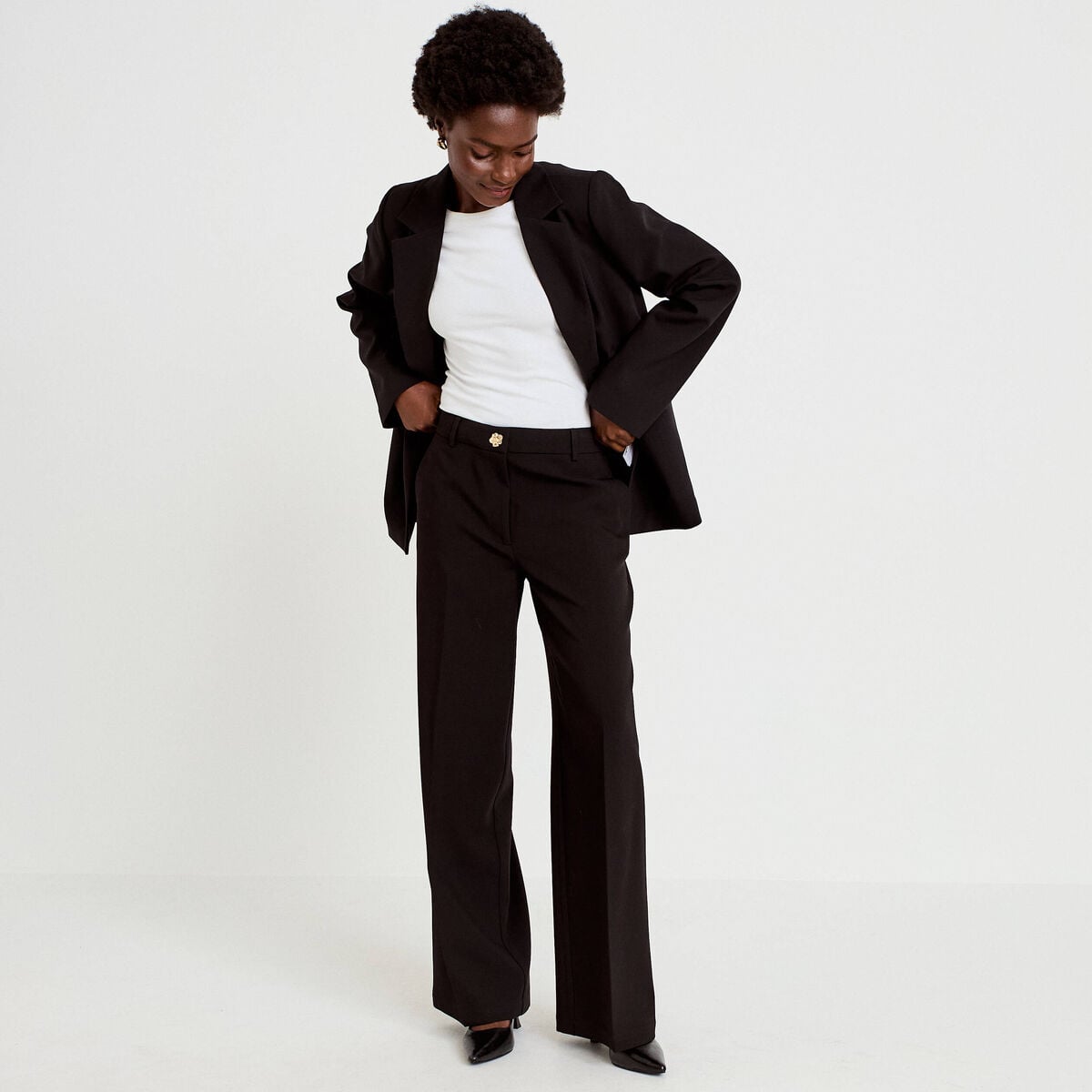 Pantalon bootcut taille standard noir femme