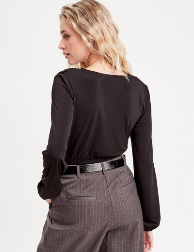 T-shirt cintré manches longues noir femme