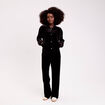 Pantalon large en velours noir femme