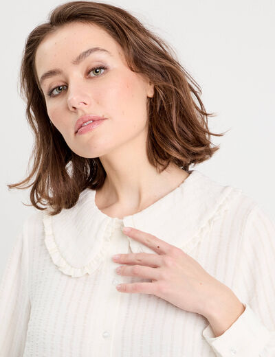 Blouse col claudine ecru femme