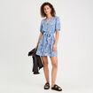 Robe évasée ceinturée bleu gris femme
