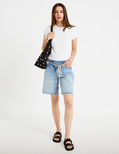 Bermuda en jean avec ceinture amovible denim triple stone femme