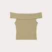 T-shirt manches courtes c&ocirc;tel&eacute; vert kaki femme