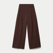 Pantalon large &agrave; pinces marron femme