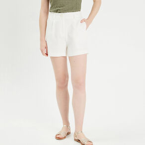 short ajuste avec pinces ecru femme Short ajusté avec pinces ecru femme