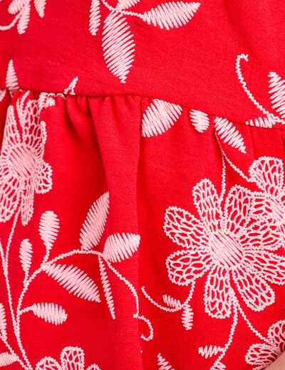 Robe évasée manches courtes rouge femme