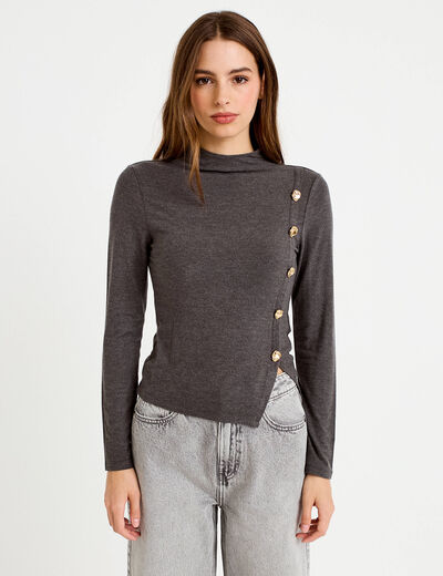 Doudou manches longues ajust&eacute; gris femme