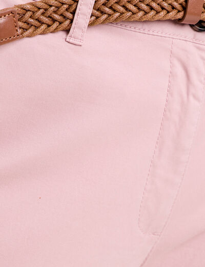 Pantalon chino 7/8ème rose pastel femme