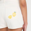 Short droit brodé en jean blanc femme