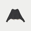 Cape boyfriend cropped col rond gris fonc&eacute; femme