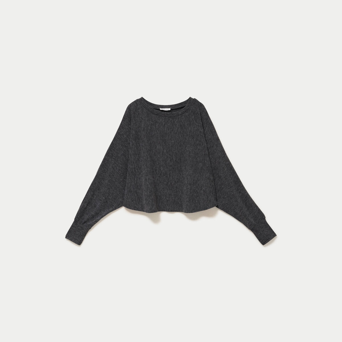 Cape boyfriend cropped col rond gris fonc&eacute; femme