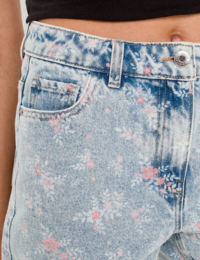 Short droit en jean rose clair femme