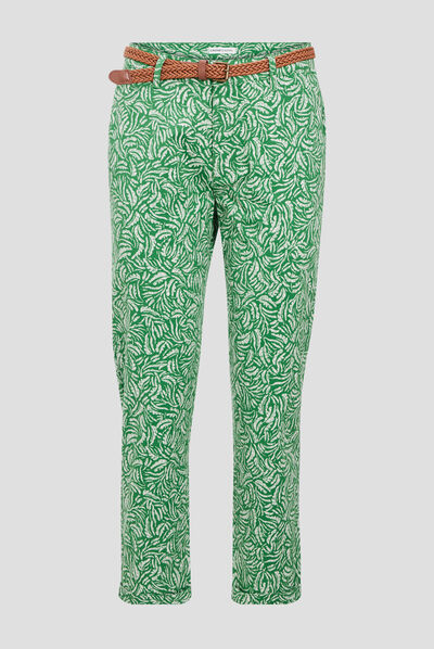 Pantalon chino slim 7/8ème vert femme