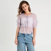 Blouse dentelle nouée parme femme