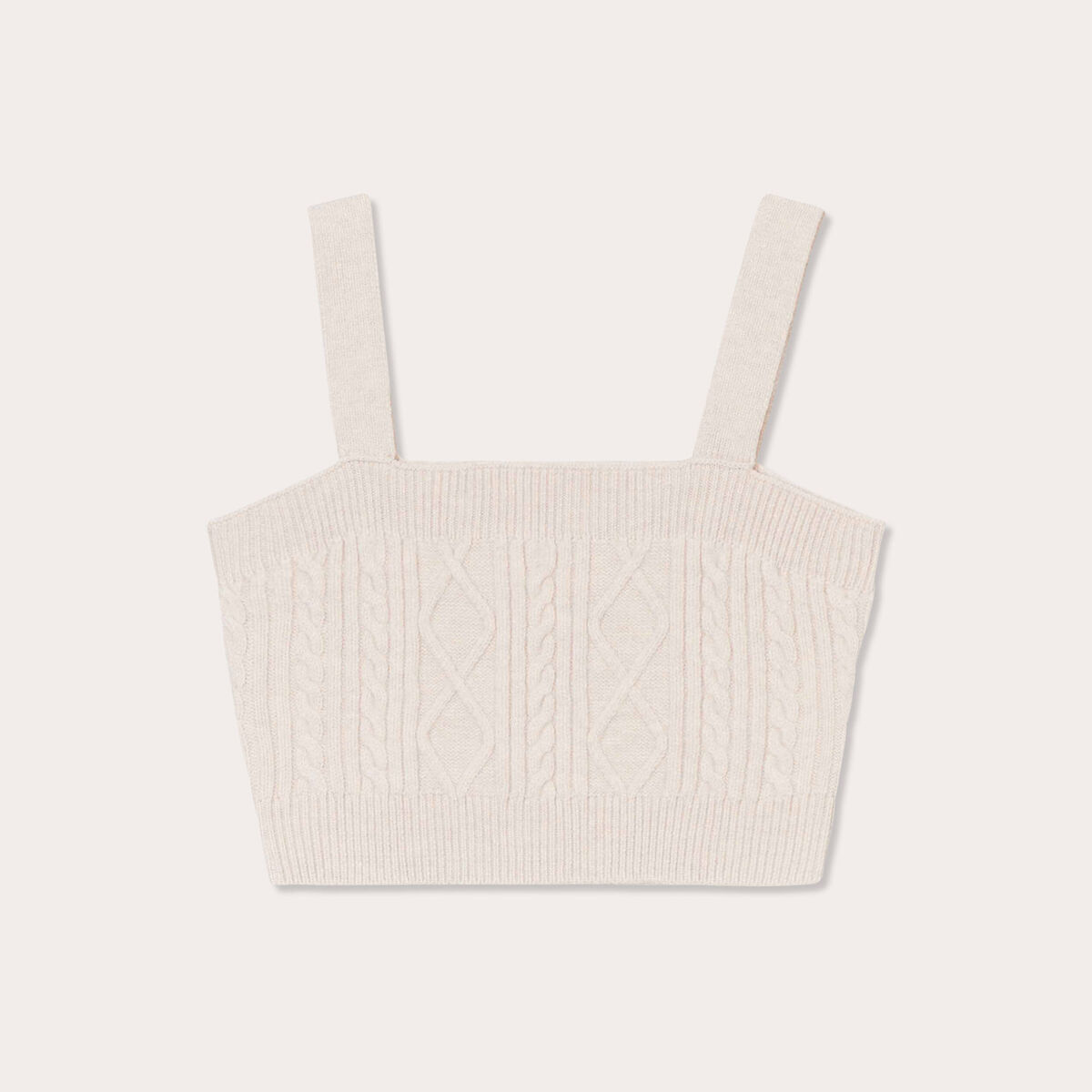 Bustier tricot torsades beige femme