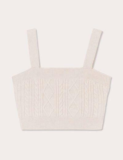 Bustier tricot torsades beige femme