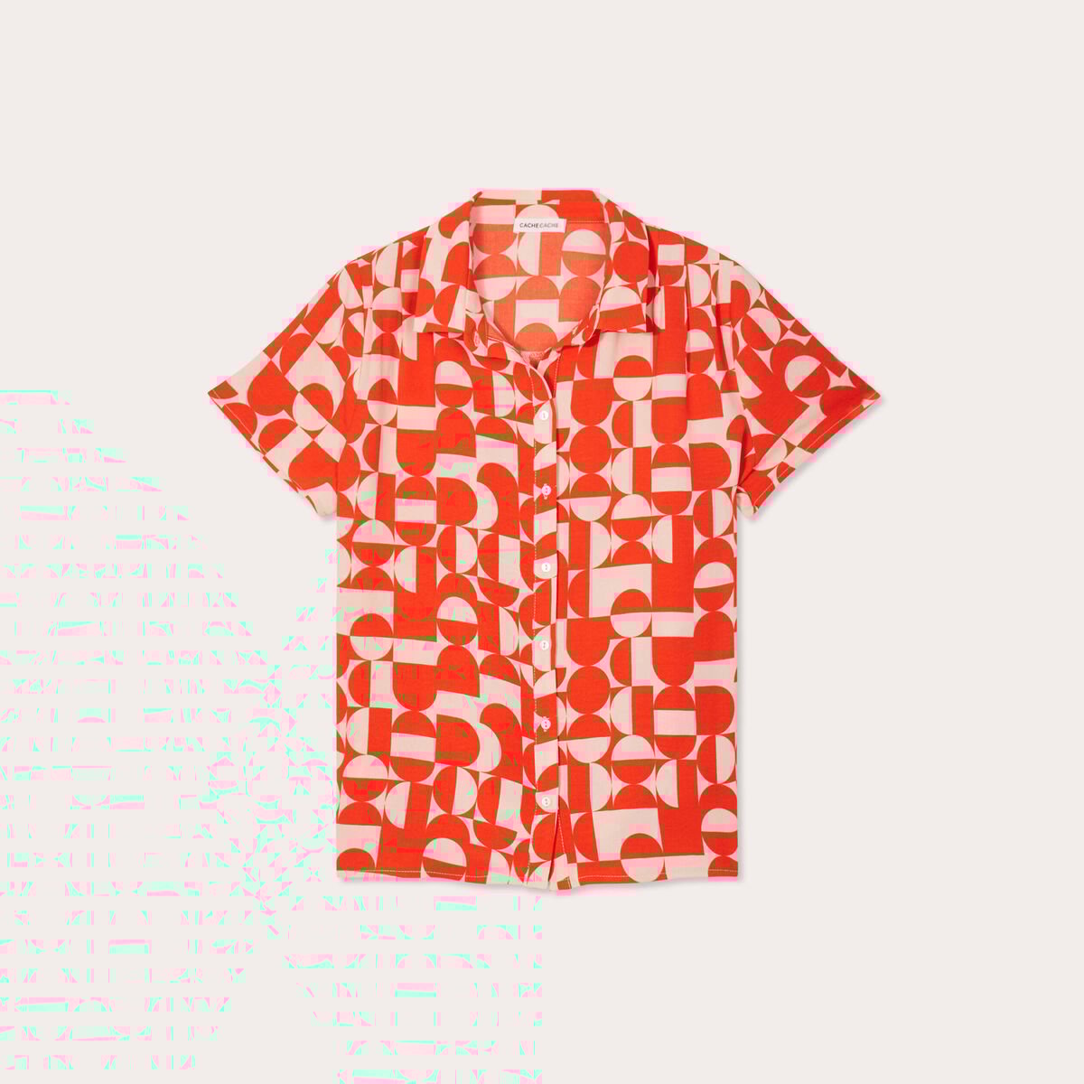 Chemise manches courtes orange femme