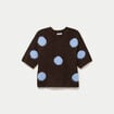 Pull col rond manches courtes marron fonc&eacute; femme
