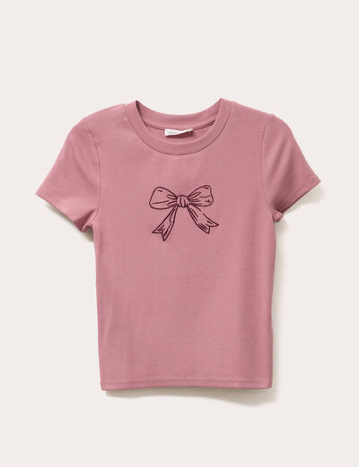 T-shirt manches courtes ajusté vieux rose femme