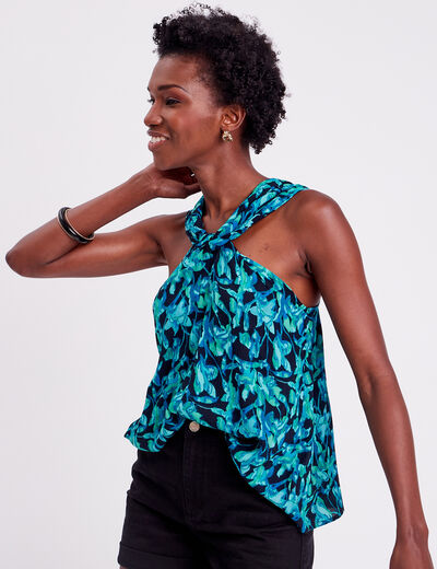 Blouse bretelles larges noir femme