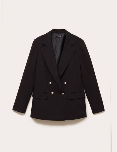 Blazer col tailleur manches longues noir femme