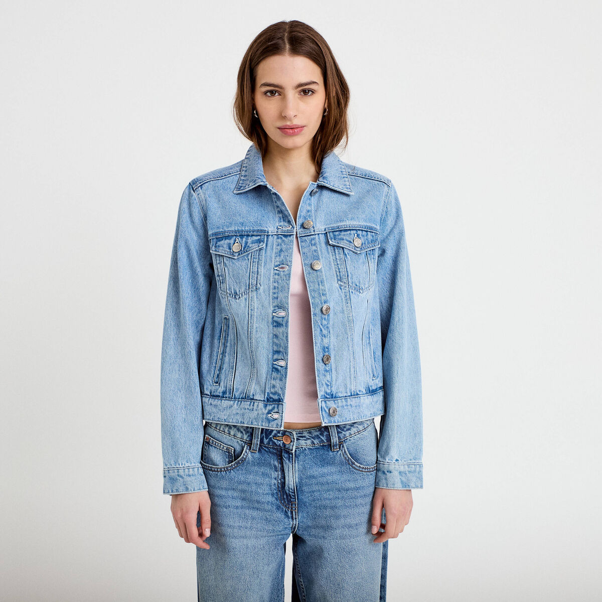 Veste en jean manches longues denim triple stone femme