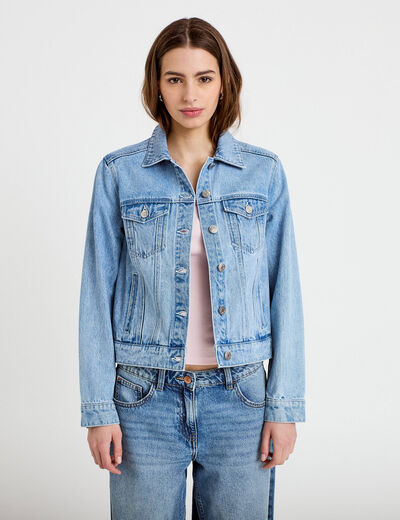 Veste en jean manches longues denim triple stone femme