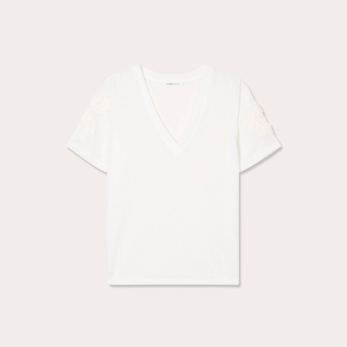 T-shirt manches courtes ecru femme
